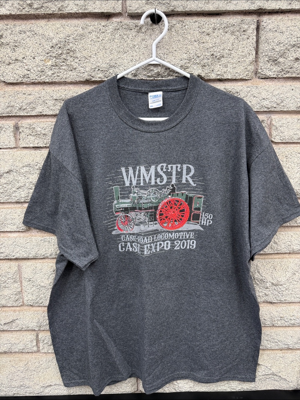 2019 WMSTR Case Expo Steam Tractor Graphic T-Shirt Men's 2XL Gray